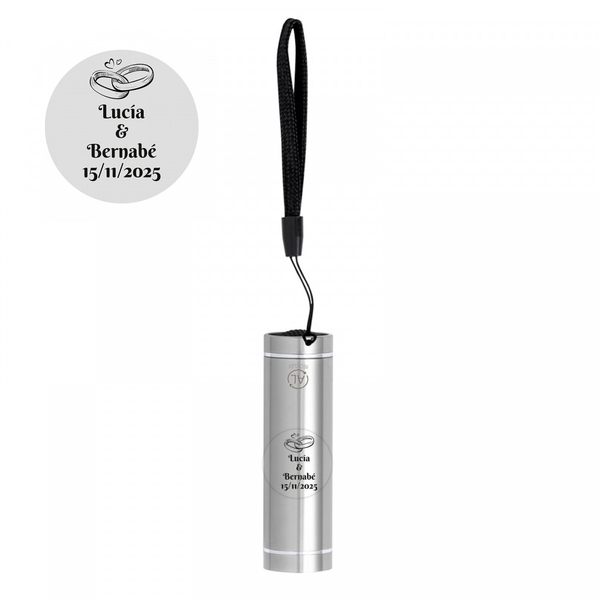 Lampe LED en aluminium avec autocollant alliances personnalisable pour les détails de mariage