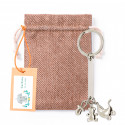 Porte-clé charm baptême dans un sac en tissu avec carte suspendue personnalisée à offrir