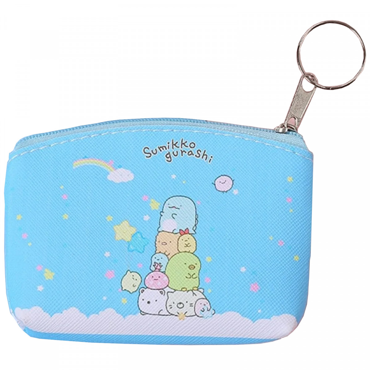 Portefeuille bleu avec un design de Sumikko Gurashi, charmant et fonctionnel pour un usage quotidien.