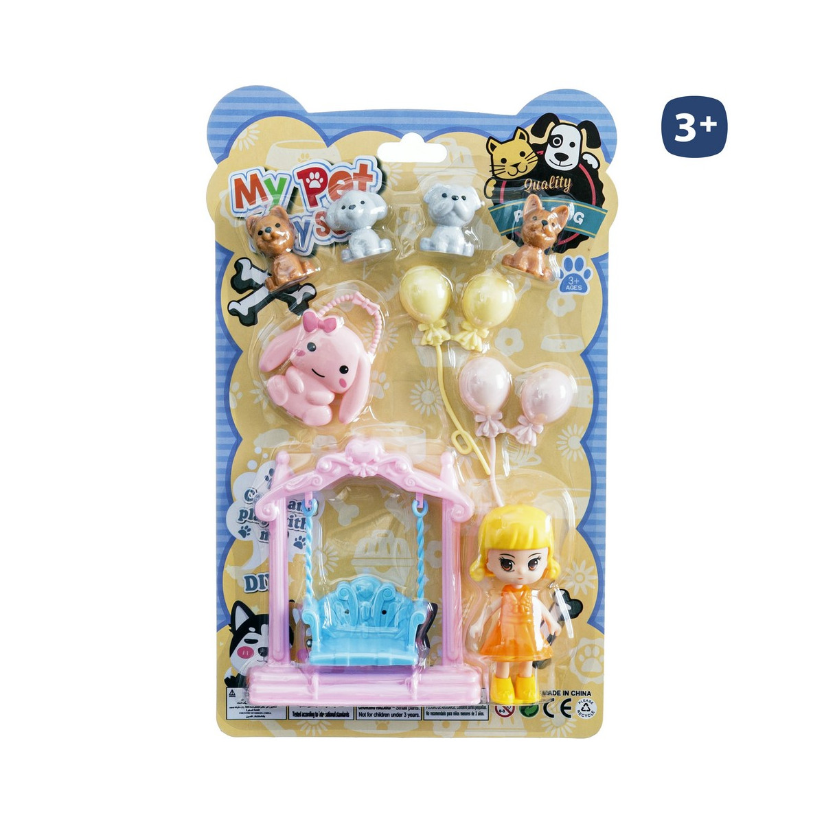 Set de poupée avec animaux de compagnie et balançoire pour jouer