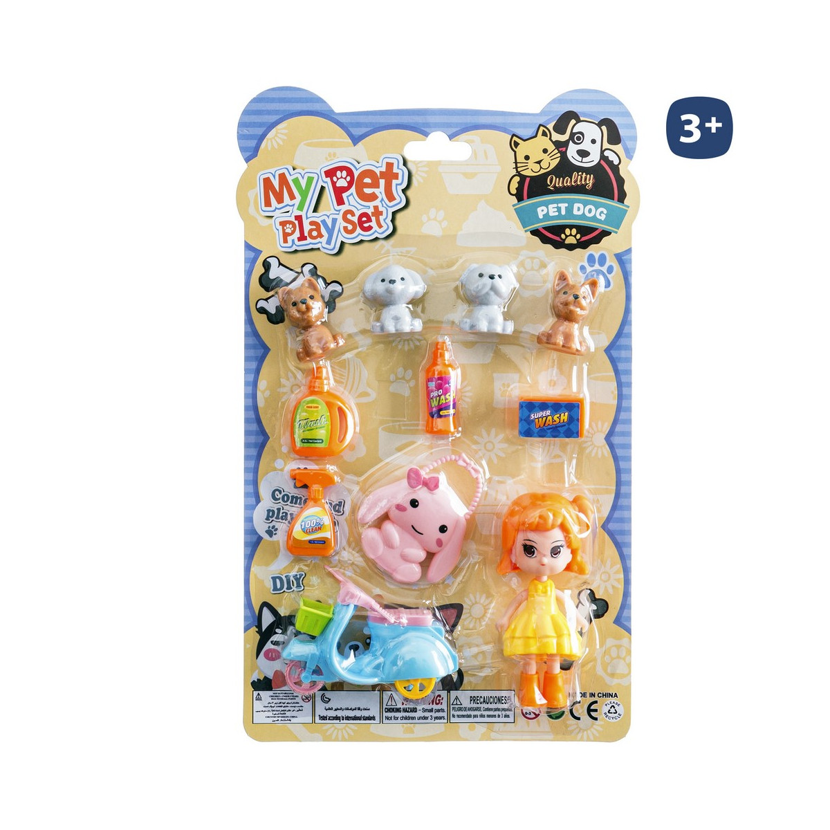 Set de poupée avec accessoires pour animaux de compagnie et trottinette pour jouer