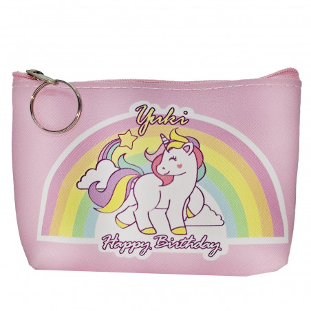 Portefeuille rose en forme de licorne pour anniversaire