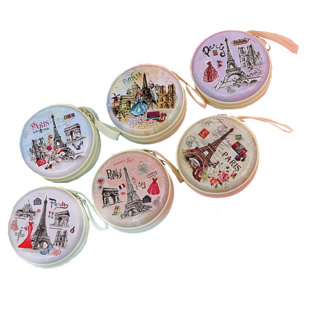 Porte-monnaie en métal avec design Paris en modèles assortis