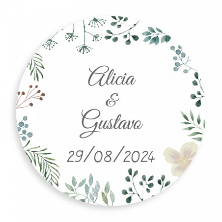 Bonbons sans sucre dans une boîte métallique personnalisée et portefeuille vert pour les détails des invités