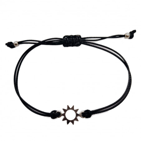 Bracelet cordon noir avec soleil métallique pour les détails de l'événement