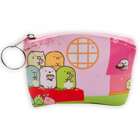 Portefeuille kawaii avec fermeture éclair et anneau pour accrocher