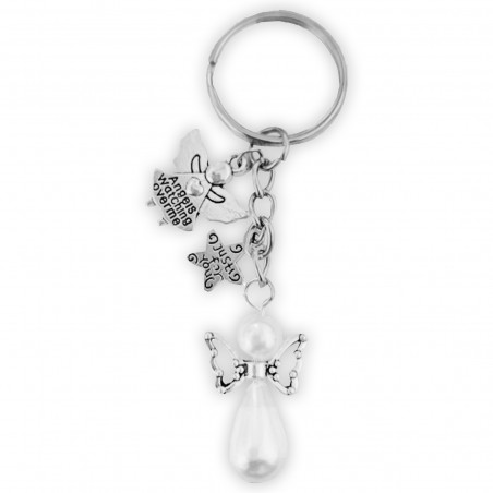 Porte-clés ange gardien avec perles