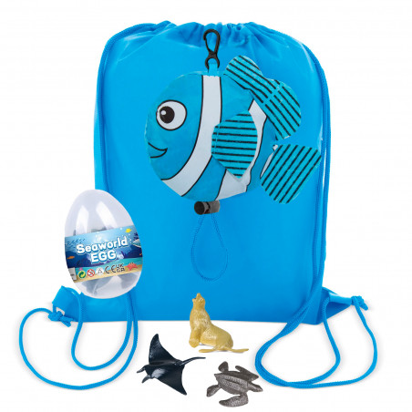 Sac à dos pliable modèle poisson et œuf surprise d'animaux marins