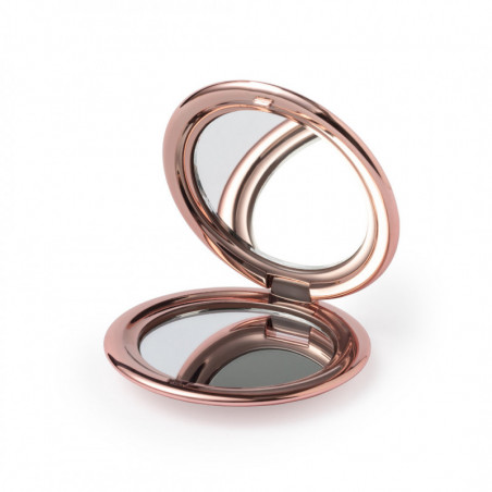 Miroir double rond rose métallisé avec autocollant floral de 2 cm pour les détails des invités