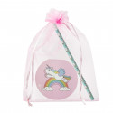 Cahier et crayon licorne dans un sac en organza