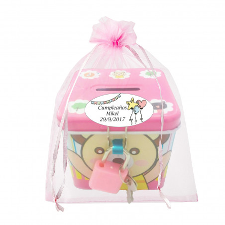 Tirelire dans un sac en organza personnalisé
