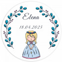 Porte-clés en bambou avec un adorable autocollant personnalisable pour des souvenirs de première communion pour fille