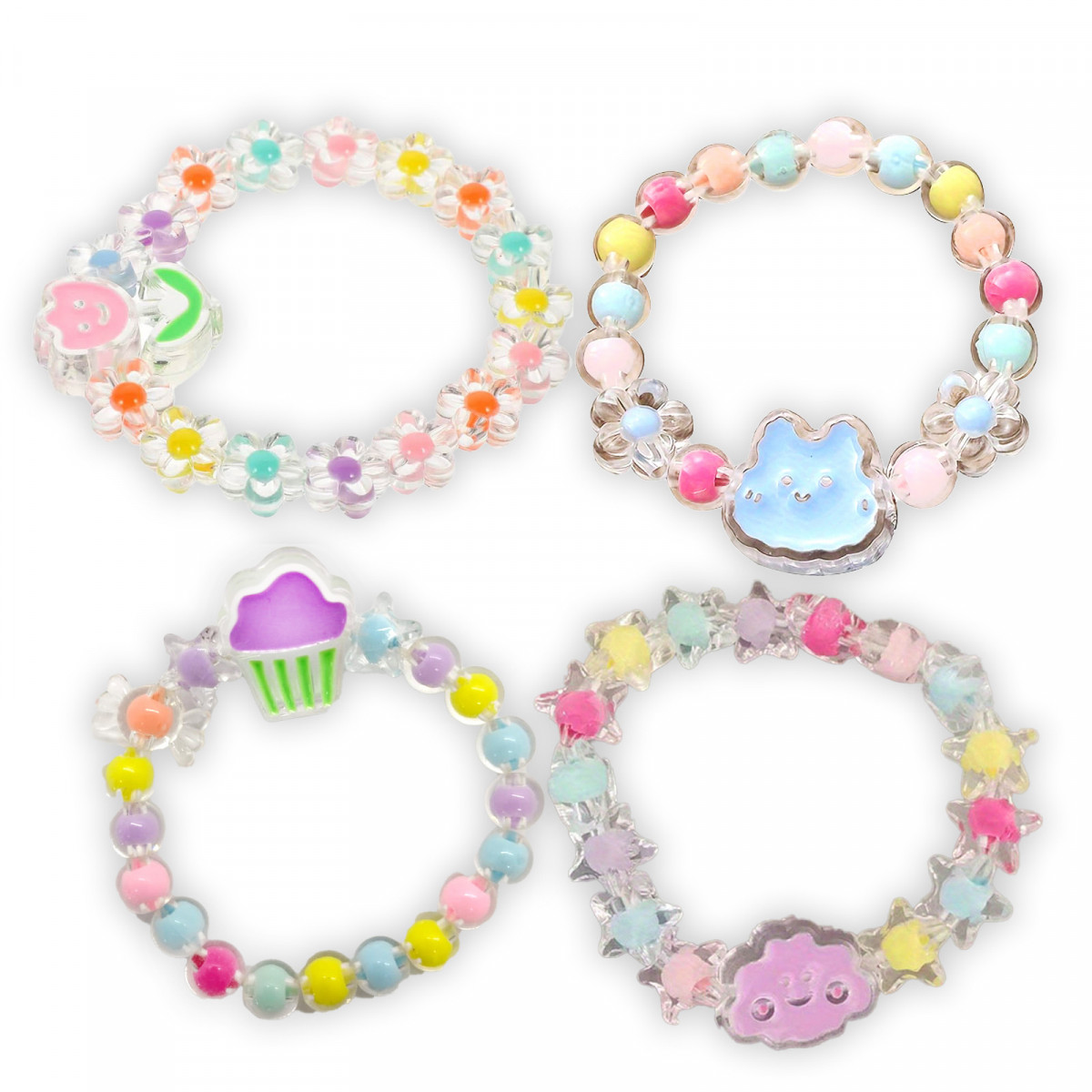 Bracelets élastiques pour enfants avec des perles colorées, design amusant et joyeux
