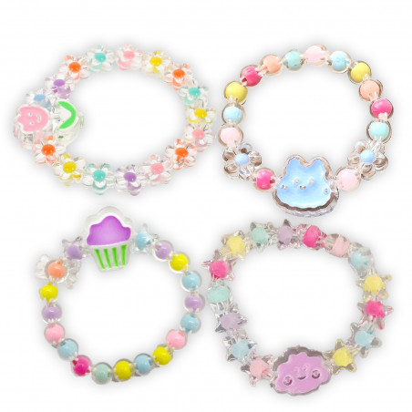 Bracelets élastiques pour enfants avec des perles colorées, design amusant et joyeux