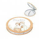 Miroir double en liège avec autocollant silhouette romantique de jeunes mariés pour les cadeaux des invités