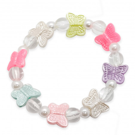 Bracelet en résine avec perles et papillons