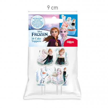 Pack de 16 unités de cake toppers en papier design Frozen avec différents modèles