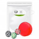 Yoyo avec des bonbons au chocolat design football dans un sac avec autocollant personnalisable pour des détails