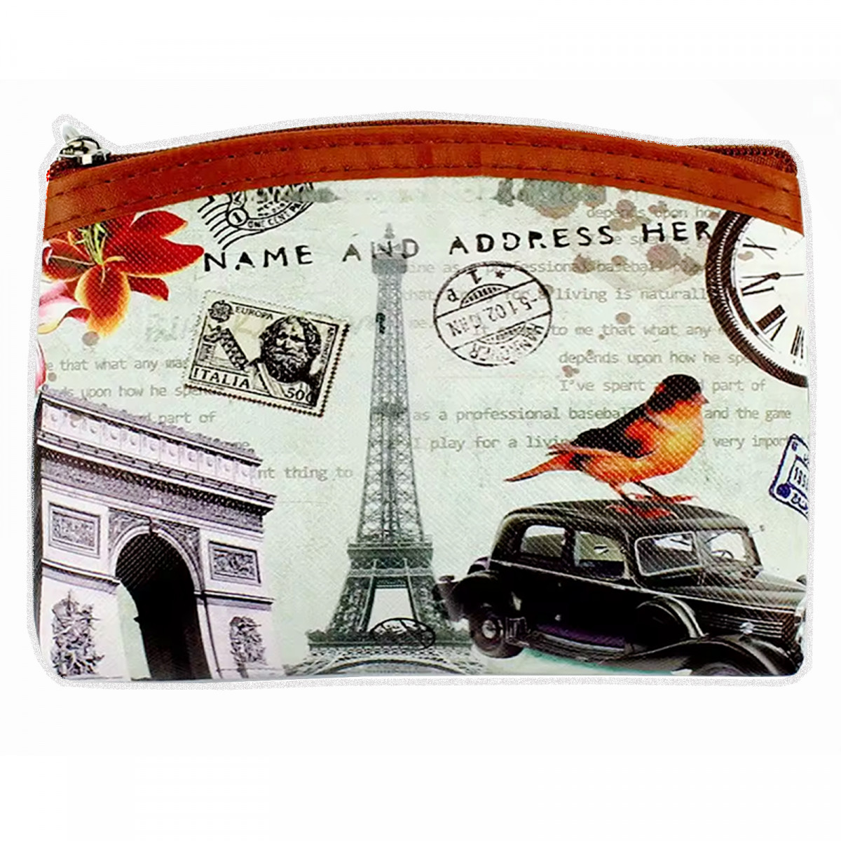 Porte-monnaie zippé vintage Paris