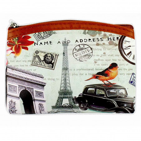 Porte-monnaie zippé vintage Paris