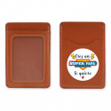 Porte-cartes en simili cuir marron avec autocollant "tu es un super papa" à offrir.