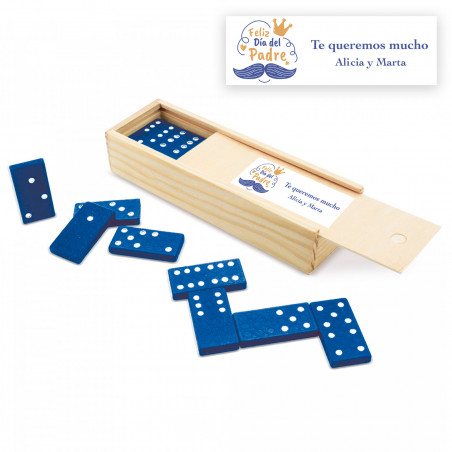 Domino bleu avec autocollant de félicitations pour la fête des pères