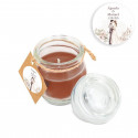 Bougie aromatique parfum café dans un pot en verre personnalisé avec autocollant pour mariages