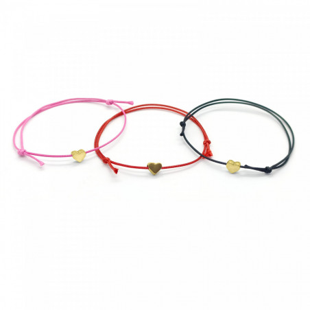 Bracelet cordon fin coeur argenté