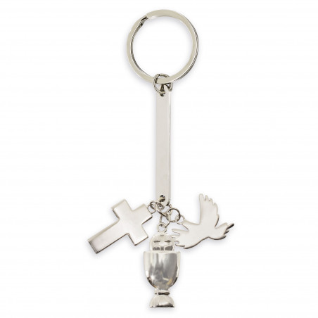 Porte-clés en métal pour communion boîte personnalisée avec autocollant