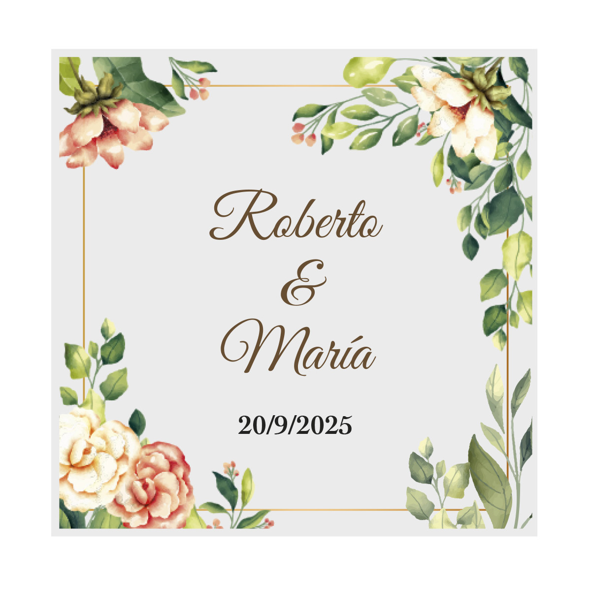 Adhésif 5x5 fond transparent avec fleurs personnalisé pour événements