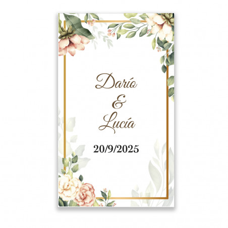 Adhésif rectangulaire 3x5 avec fleurs personnalisé pour événements