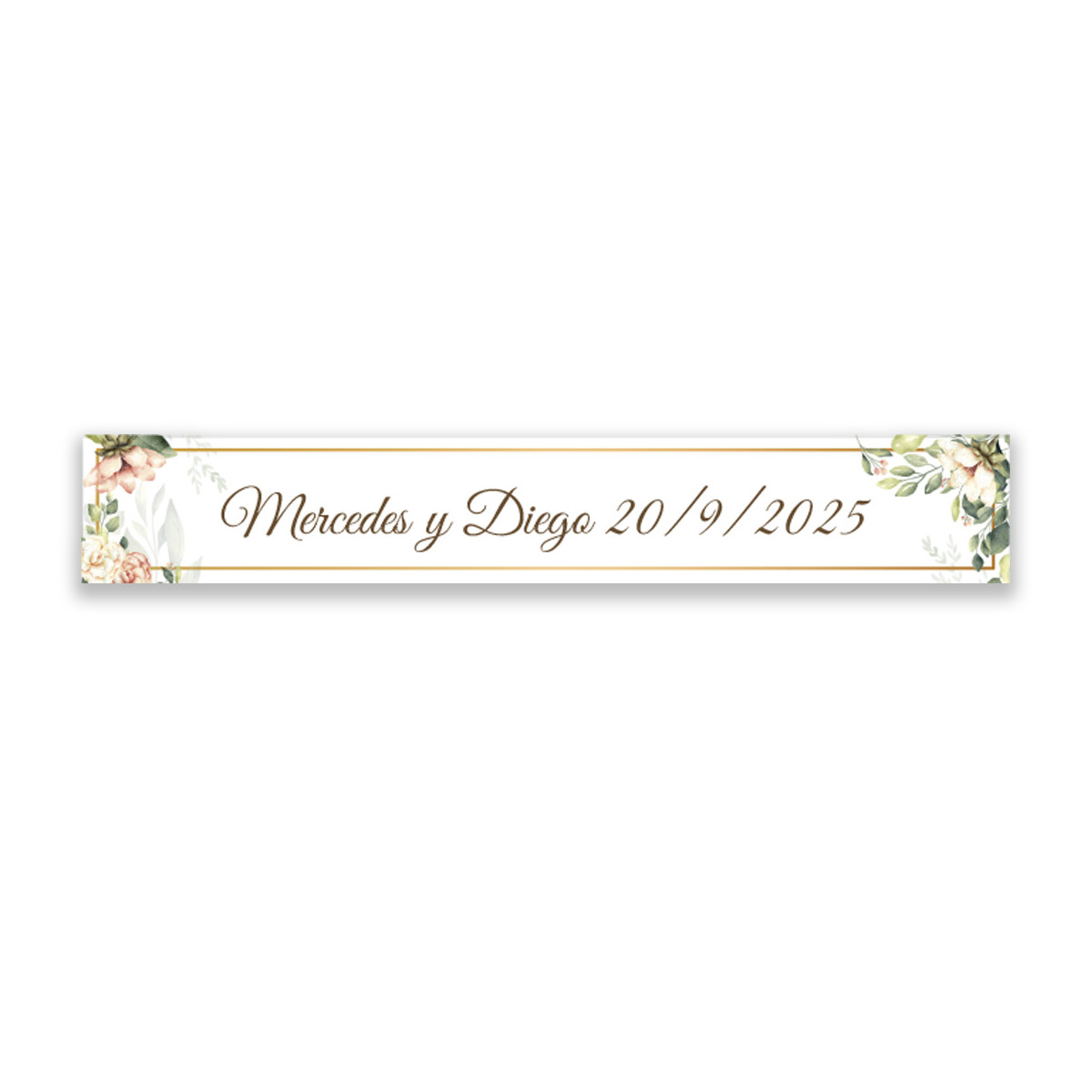Adhésif rectangulaire 5x1 avec fleurs personnalisé pour événements