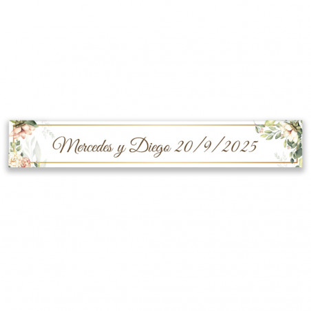 Adhésif rectangulaire 5x1 avec fleurs personnalisé pour événements