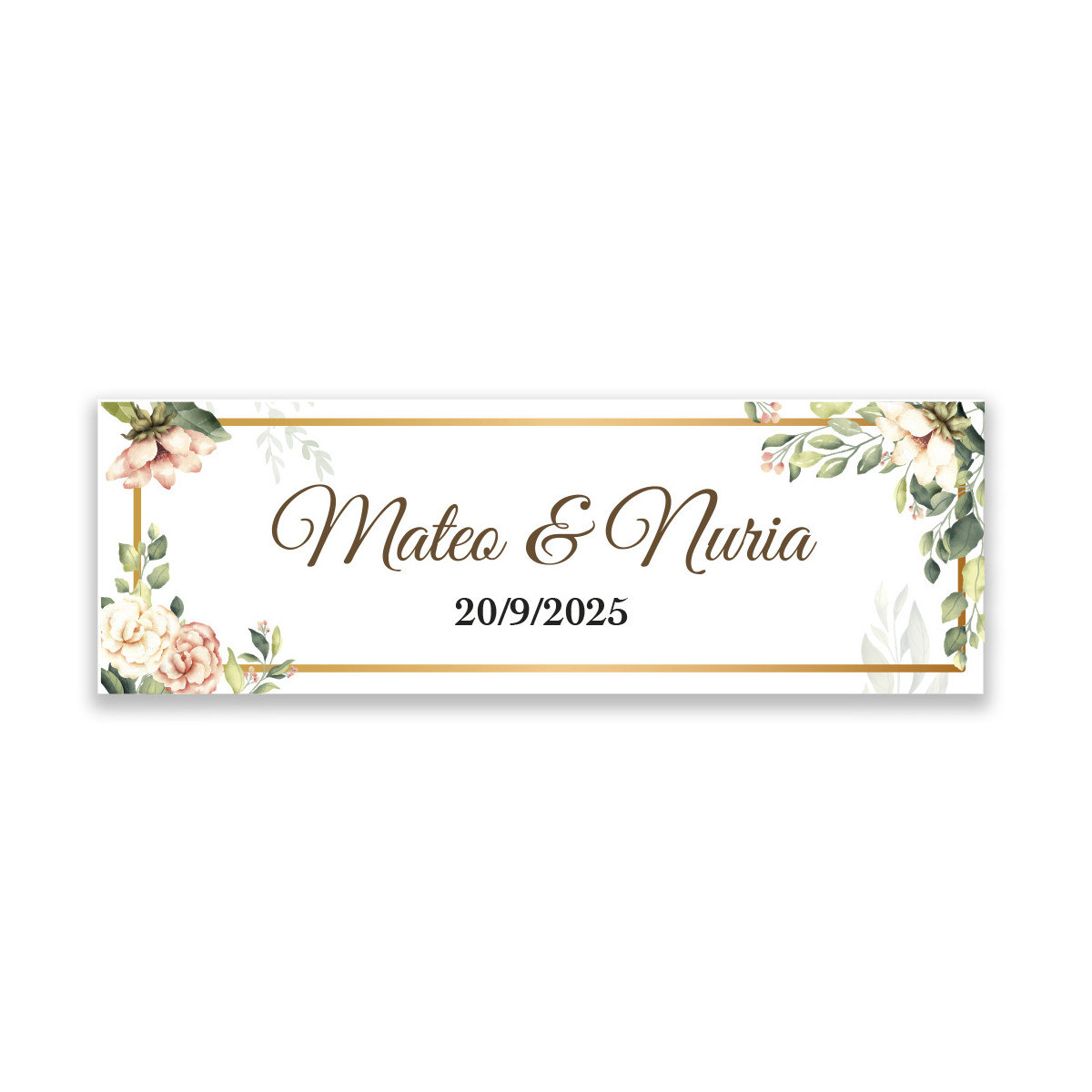Étiquette adhésive personnalisée pour les mariages Design floral élégant 6x2cm