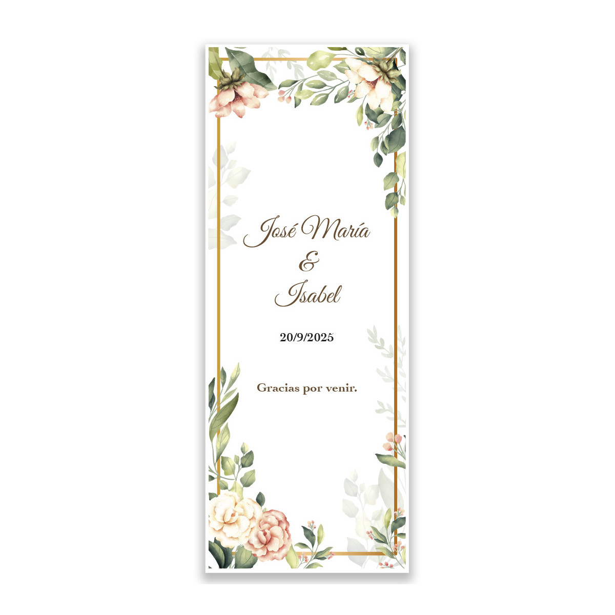 Adhésif floral rectangulaire personnalisé 5 x 13 cm