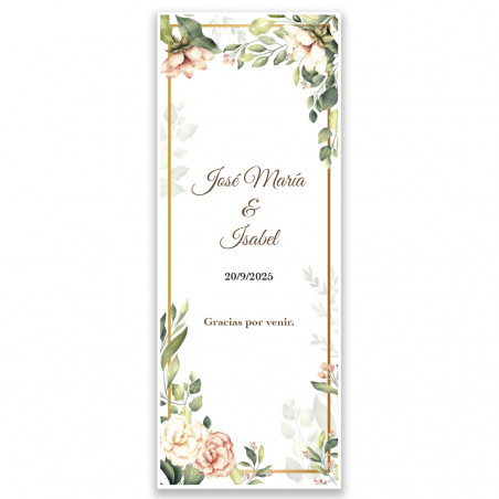 Adhésif floral rectangulaire personnalisé 5 x 13 cm