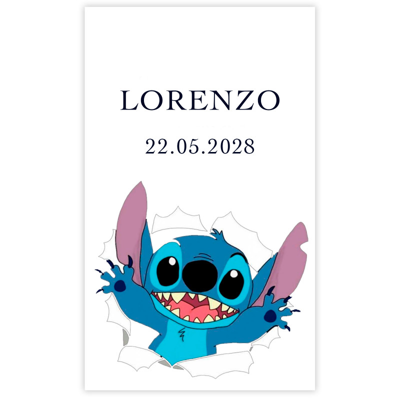 Adhésif 3x5cm Stitch personnalisable pour événements