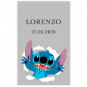 Adhésif transparent 3x5cm Stitch personnalisable pour événements