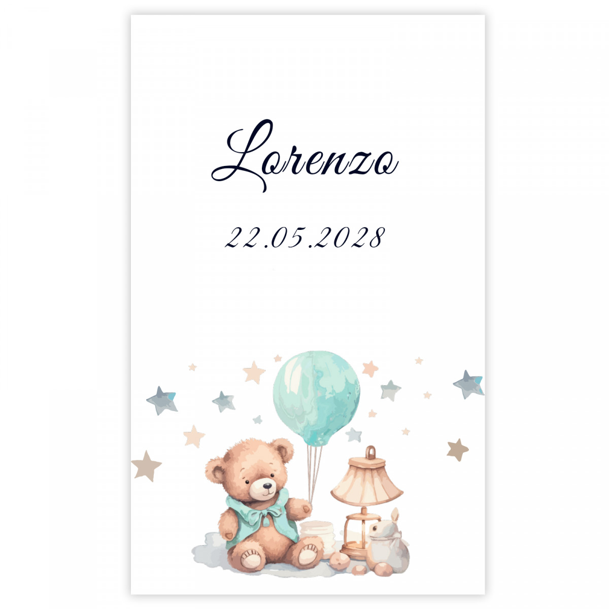 Adhésif 5x7cm design ours pour baptêmes