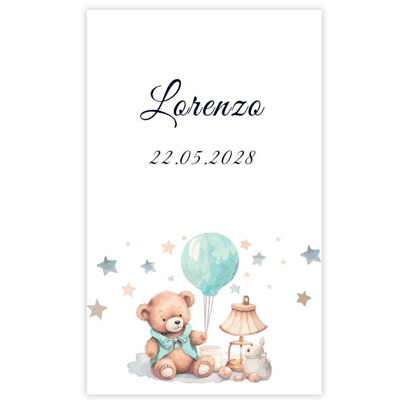Adhésif 5x7cm design ours pour baptêmes