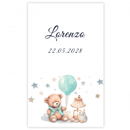 Adhésif 5x7cm design ours pour baptêmes
