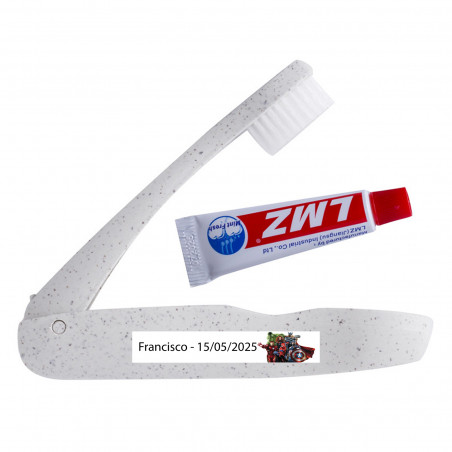 Brosse à dents pliable avec dentifrice personnalisé avec autocollant de super-héros