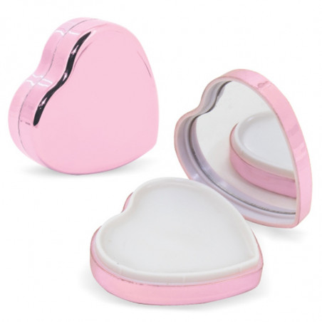 Baume à lèvres en forme de cœur dans un sac rose personnalisé avec baptême de fille