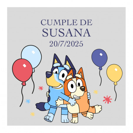 Adhésif Personnalisé Transparent de Bluey et Bingo Idéal pour Anniversaires et Fêtes Enfants 5x5cm