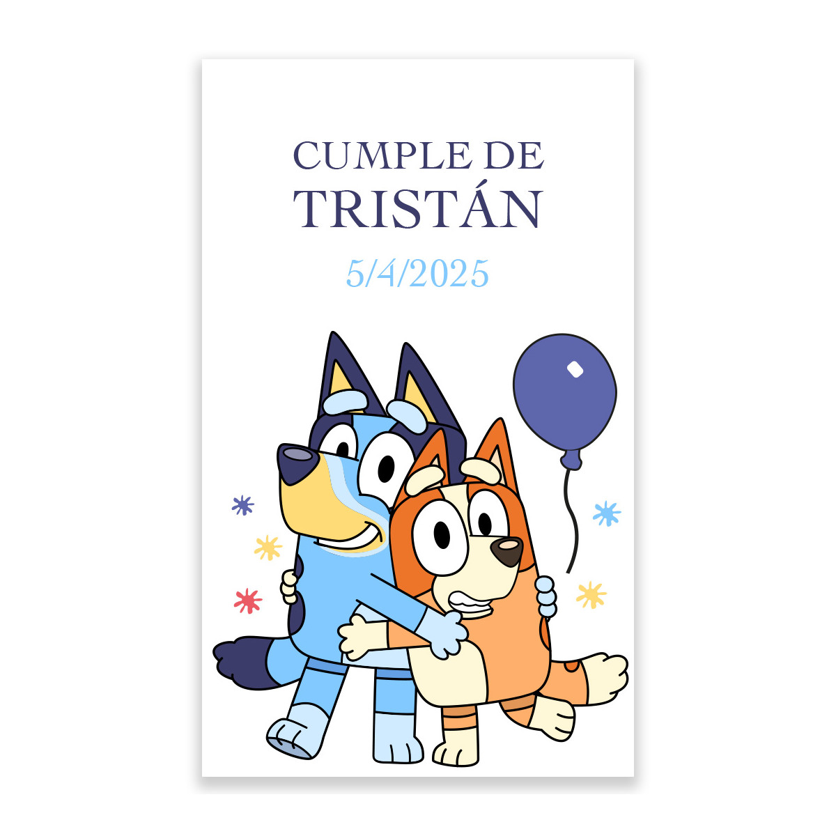 Adhésifs personnalisés de Bluey et Bingo 3x5cm