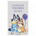 Étiquette Transparente Personnalisée pour Anniversaire avec Personnages Enfants Blue et Bingo 3x5cm