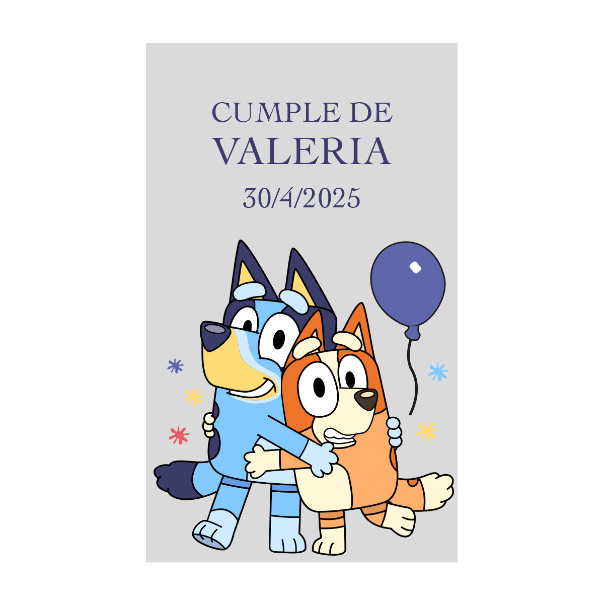 Étiquette Transparente Personnalisée pour Anniversaire avec Personnages Enfants Blue et Bingo 3x5cm
