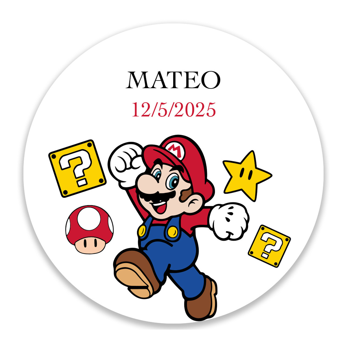 Adhésif personnalisé de Super Mario 5 cm