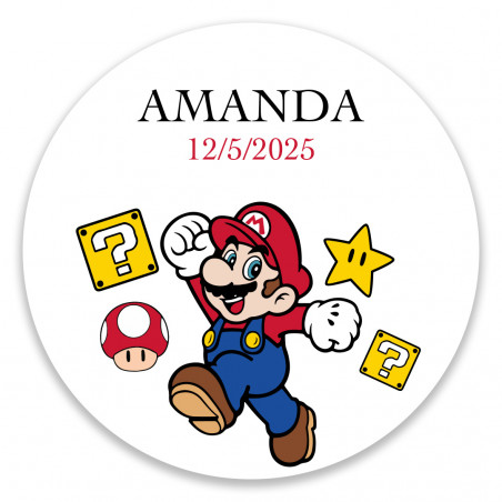 Adhésif super mario rond de 3 cm pour personnalisation