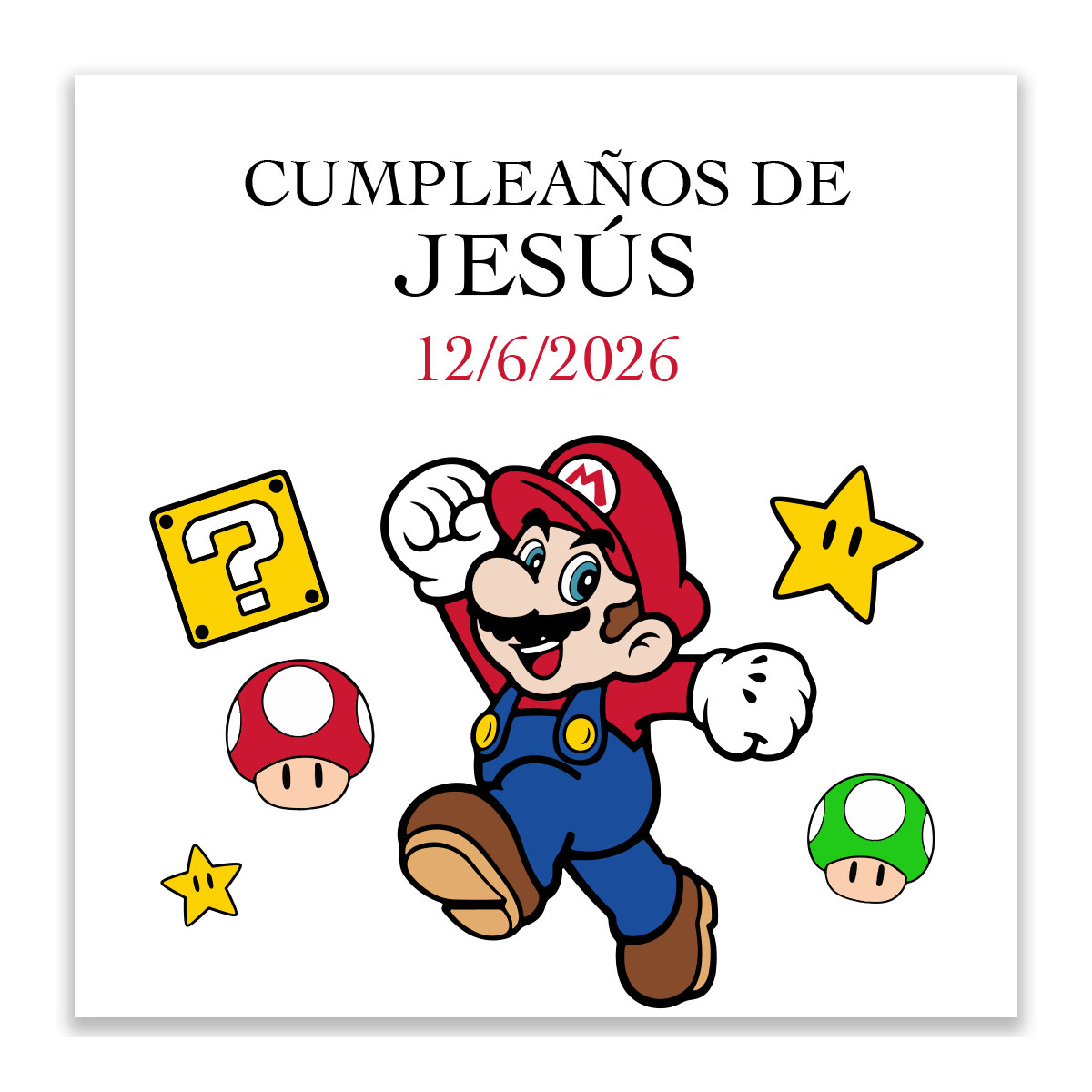 Adhésif personnalisé de Super Mario idéal pour les anniversaires 5x5cm